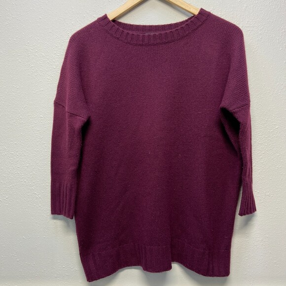 J Crew Collection Italian Cashmere Maroon 3/4 Sleeve Women's Pullover Sweater XS - Picture 1 of 7